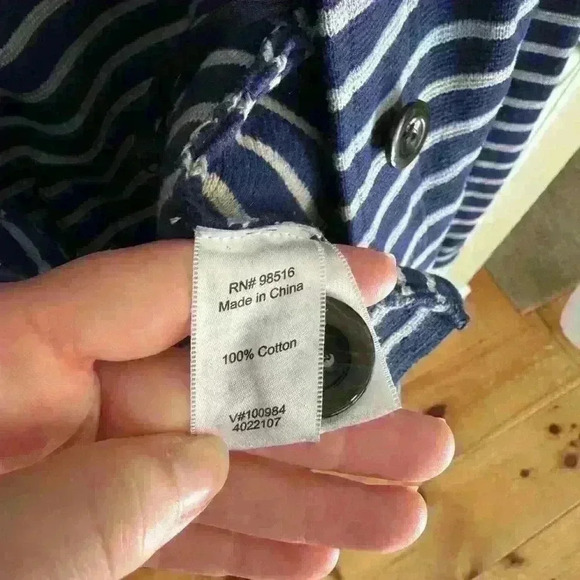 Button up knit striped blue collared cardigan by Coldwater Creek size small or 8 - Picture 9 of 16